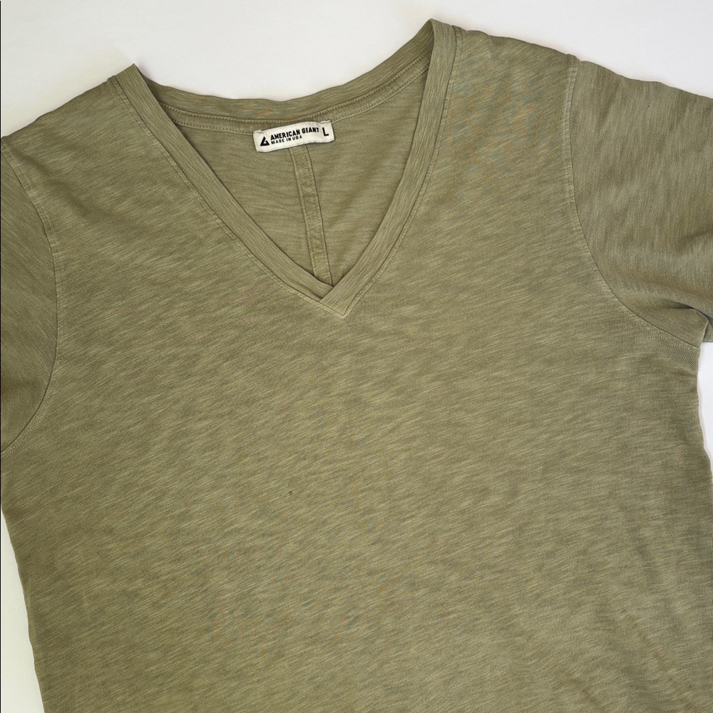 American‎ Giant 100% Supima Cotton Vneck Short Sleeve Tshirt Green Women’s Large